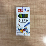 A07597 RELKO On Pin 0.7mm Fine Tip Ball Pen Box Pack (20 Units)