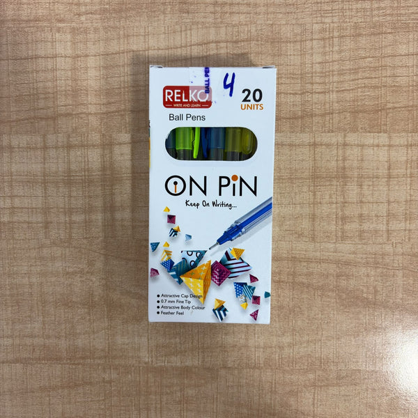 A07597 RELKO On Pin 0.7mm Fine Tip Ball Pen Box Pack (20 Units)