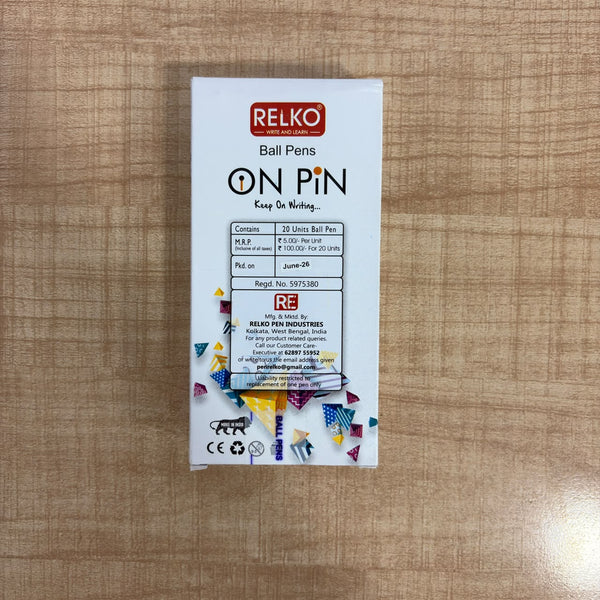 A07597 RELKO On Pin 0.7mm Fine Tip Ball Pen Box Pack (20 Units)