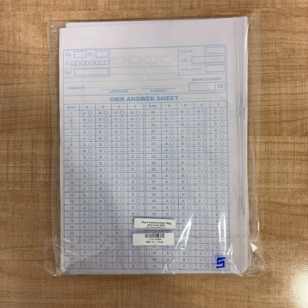 A07598 Big Suplimantry Exercise Answer Book & OMR Sheet [Pack Of 25]