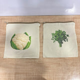 A06960 Reusable Cotton Produce & Storage Bag with Zipper Closure (Multi Print)