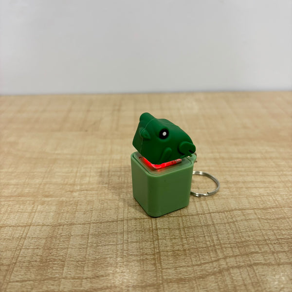 A07604 LED Light-Up Frog Croaking Keyboard Switch Fidget Toy Keychain