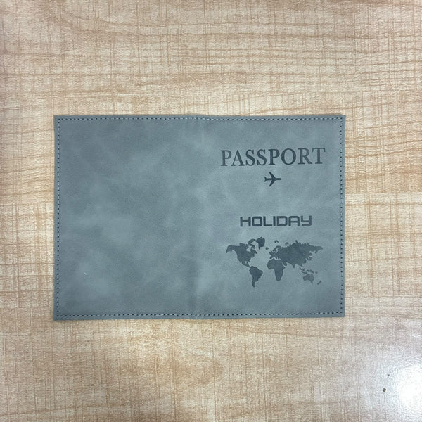A07608 Faux Leather World Map Passport Cover Holder with Card Slots