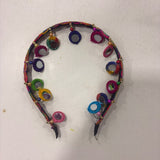 Di0042 Navratri MIx Design Colorful Braided Hairband with Cowrie Shells & Pom-Pom Ends