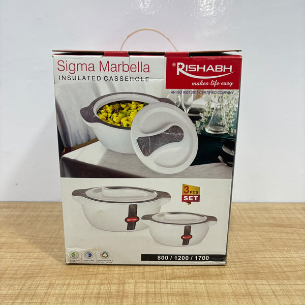 A07622 Rishabh Sigma Marbella Insulated Casserole Set of 3 (800 ml, 1200 ml, 1700 ml)