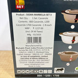A07622 Rishabh Sigma Marbella Insulated Casserole Set of 3 (800 ml, 1200 ml, 1700 ml)