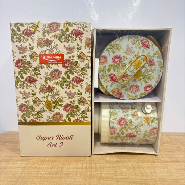 A07628 Rishabh Super Rivoli Set 2 - Insulated Hot Pot Casserole & Water Jug Combo with Floral Print