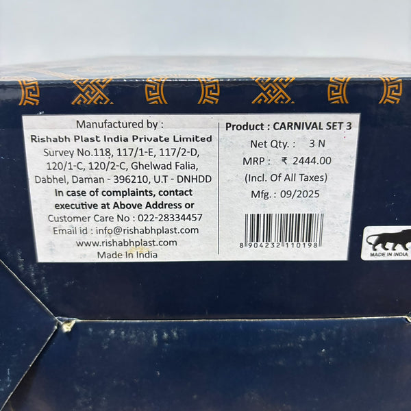 A07637 Rishabh Carnival Stainless Steel Casserole & Hot Pot Set (Pack of 3)