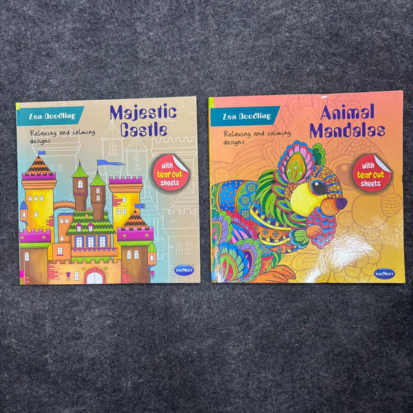 A07640 Navneet Zen Doodling Coloring Book – Majestic Castle & Animal Mandalas