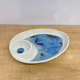 A07645 Mix Printed Melamine Snack Plate with Sauce Holder - Pack Of 1