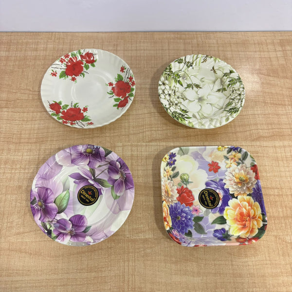 A07649 Mix Floral Print Melamine Small Snack Plate - Pack Of 1