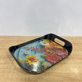 A07650 Floral Printed Melamine Serving Tray with Built-in Handles
