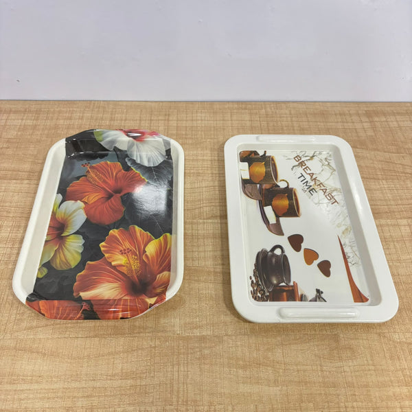 A07651 Mix Printed Melamine Rectangular Serving Medium Tray - Pack Of 1