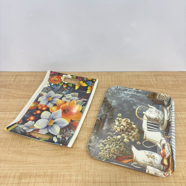 A07653 Mix Printed Melamine Serving Tray with Built-in Handle - Pack Of 1