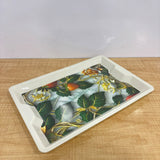 A07654 Big Printed Plastic Rectangular Serving Tray with Side Handles - Pack Of 1