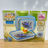 A07656 Joyful Marriott Printed Plastic Serving Tray Set with Integrated Handles (Set of 3)
