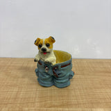 A07681 Cute Resin Dog in Jeans Pen Holder & Multi-Purpose Desktop Organizer