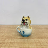A07682 Cute Resin Puppy Dog in Teacup Decorative Showpiece