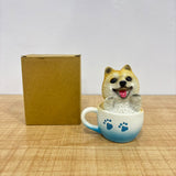 A07682 Cute Resin Puppy Dog in Teacup Decorative Showpiece