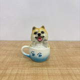 A07682 Cute Resin Puppy Dog in Teacup Decorative Showpiece