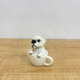 A07683 Cute Resin Dog in Teacup Figurine – Miniature Puppy Statue Decor