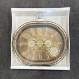A07684 Vintage Bronze Oval Wall Clock with Exposed Moving Gear Mechanism - Big (56.5 Cm)