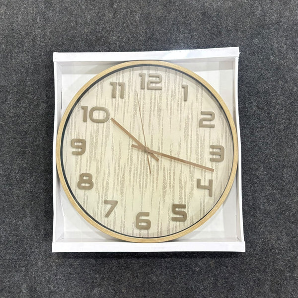 A07685 Modern Wooden Frame Analog Wall Clock with Textured Dial - 44 Cm