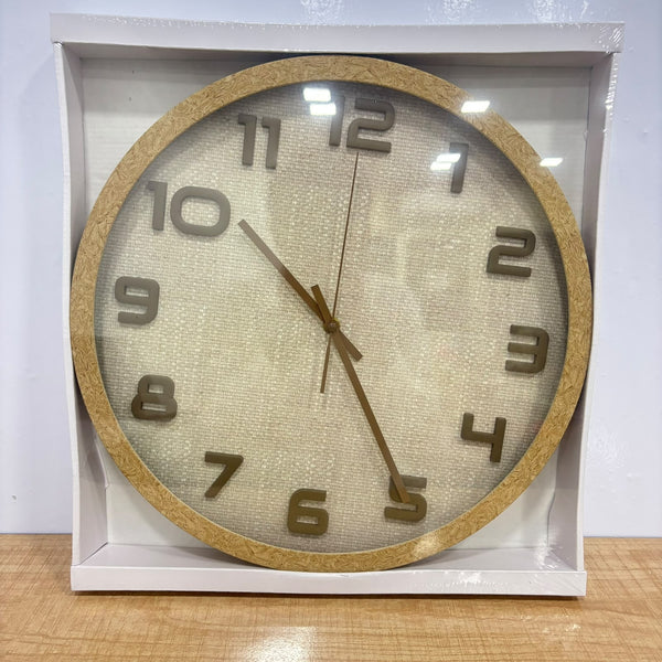 A07685 Modern Wooden Frame Analog Wall Clock with Textured Dial - 44 Cm