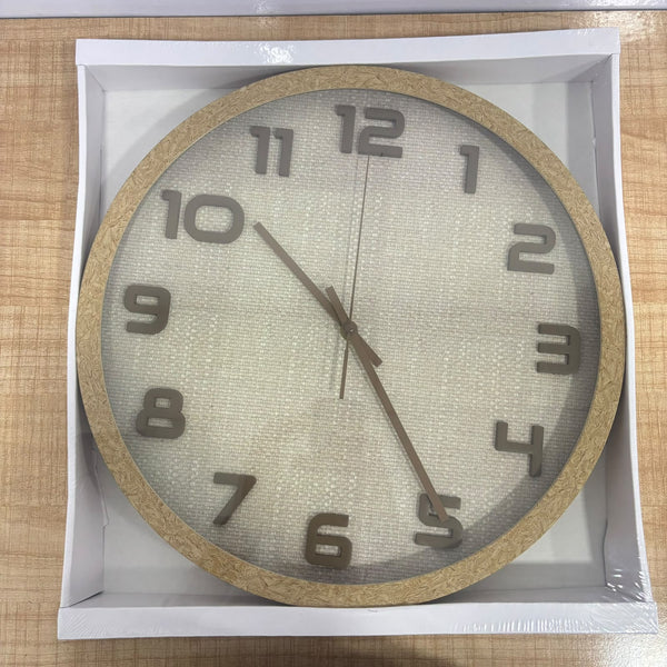 A07685 Modern Wooden Frame Analog Wall Clock with Textured Dial - 44 Cm