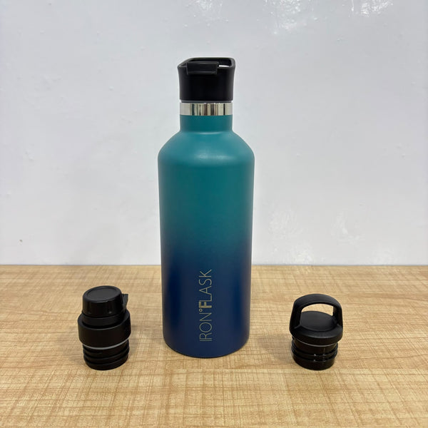 A07686 1000ml Iron Flask Insulated Stainless Steel Water Bottle with 3 Lids – Dual-Color Gradient