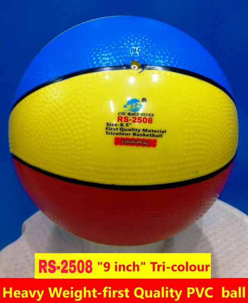 A07665 RS-2508 9-Inch Tri-Colour Heavy Weight First Quality PVC Basketball
