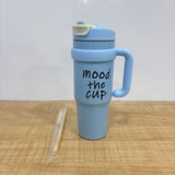 A07688 Insulated Stainless Steel Travel Tumbler Mug with Handle & Straw - "Mood The Cup"