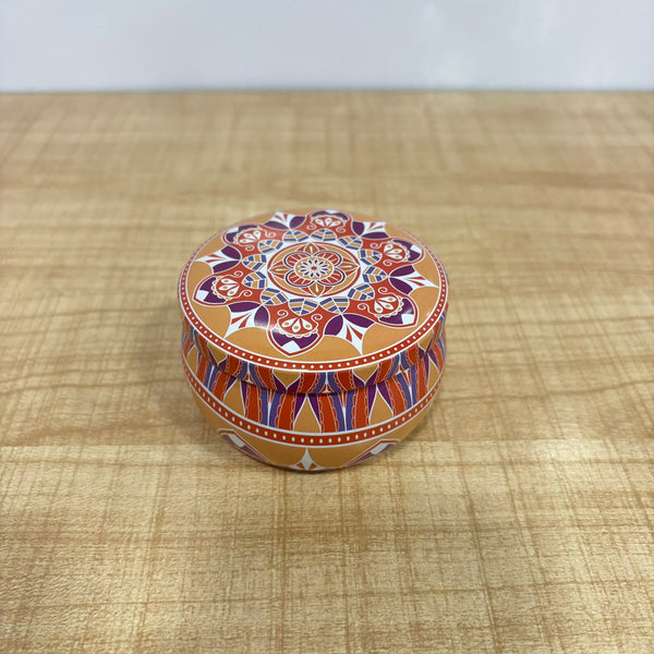 A07693 Decorative Mandala Printed Scented Tin Jar Candle - Big