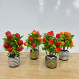 A07675 Mini Artificial Potted Fruit Plants Set for Home & Office Decor