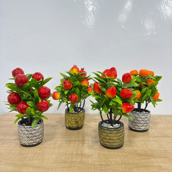 A07675 Mini Artificial Potted Fruit Plants Set for Home & Office Decor