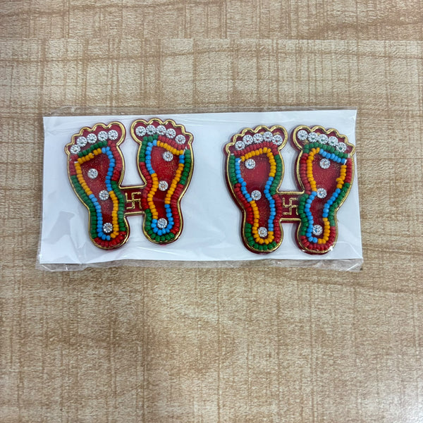 A07698 Decorative Laxmi Charan Paduka Sticker Set for Festive & Puja Entrance Decor