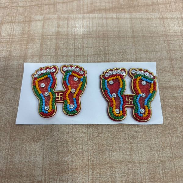 A07698 Decorative Laxmi Charan Paduka Sticker Set for Festive & Puja Entrance Decor