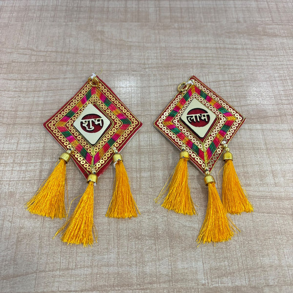 A07703 Traditional Designer Shubh Labh Door Hanging Wall Decor with Tassels (MP-54)