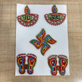 A07702 Handmade Beaded Decorative Sticker Set – Shubh Labh, Swastik & Laxmi Charan