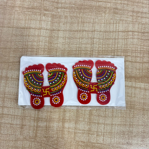A07716 Decorative Acrylic Laxmi Charan Paduka Sticker Set for Puja & Festive Decor (Model T-267)