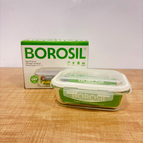 AM6200 Borosil Klip N Store Rectangular Glass Container - 640 ml with Air Tight Lid