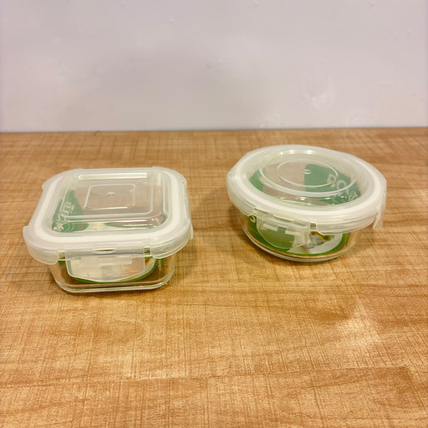 A07723 Borosil Klip-N-Store Microwavable Glass Container Set (Square 320 ml + Round 400 ml)