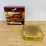 A07730 Hand-Painted Brass Square Masala Dabba / Spice Box with Removable Containers