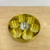 A07727 Brass Masala Dabba Brass Spice Box with Hand-Painted Lid and Containers