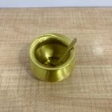 A07734 Pure Brass Ghee & Oil Pot with Carved Lid and Spoon - Matt Carving No.2