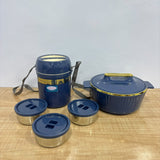 A07740 Asian Fancy Combo - Insulated Casserole and Lunch Carrier Combo Set (Hot Box & Tiffin Set)