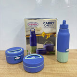 A07741 Asian Carry On Set - 3pc Plastic Water Bottle and Insulated Lunch Box Set
