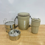 A07742 Asian Smart Break Combo - Stainless Steel Thermal Insulated Lunch Box Tiffin Set with Travel Mug Combo