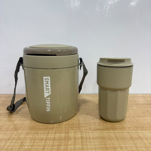 A07742 Asian Smart Break Combo - Stainless Steel Thermal Insulated Lunch Box Tiffin Set with Travel Mug Combo