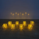 A07751 Crystal Glass Cube LED Tealight Candles for Home Decor & Festivals